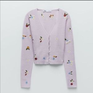Embroidered Lilac Floral Cardigan